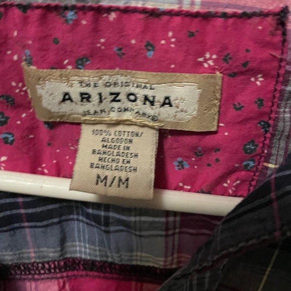 Arizona Jean Company Girls Plaid Button Up Shirt 3/4 Sleeve Size Medium - Picture 2 of 6